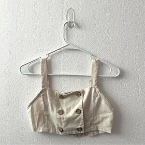 Stylish Cream Buttoned Women's Crop Top